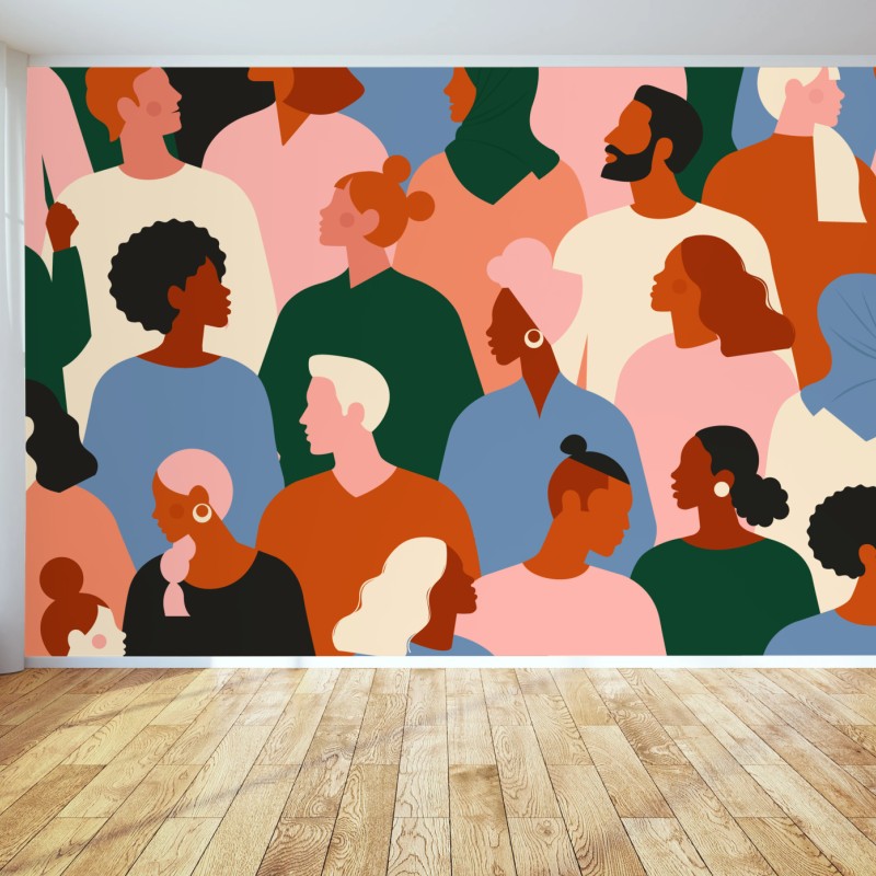Carta da parati mosaico umano di diversità