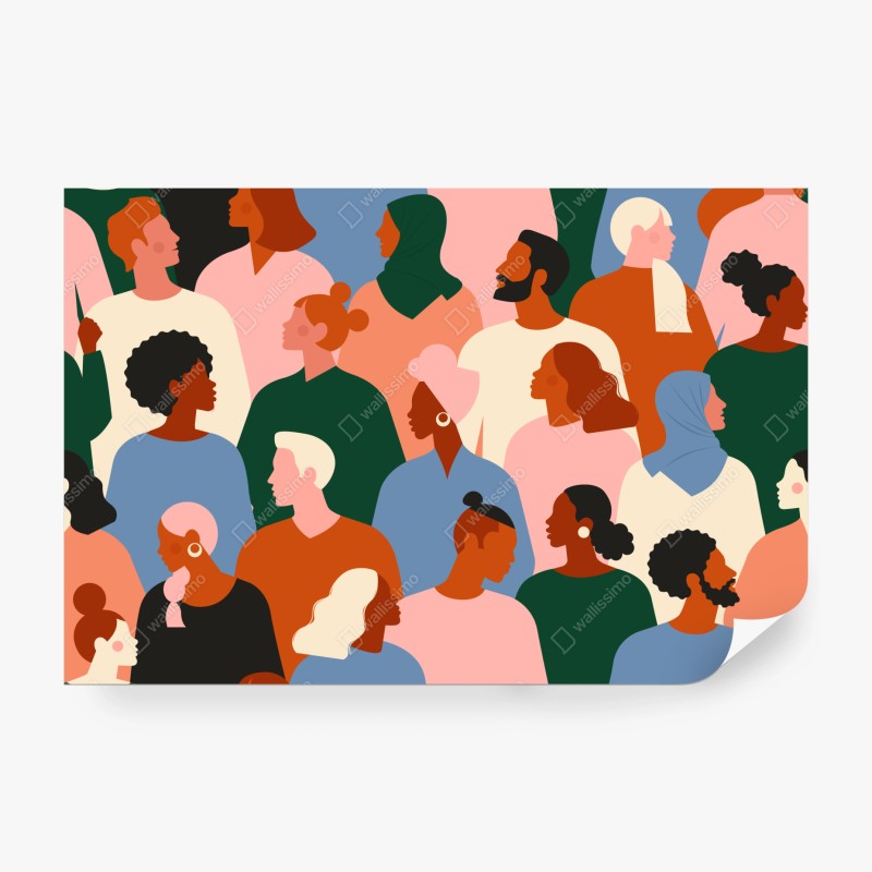Carta da parati mosaico umano di diversità