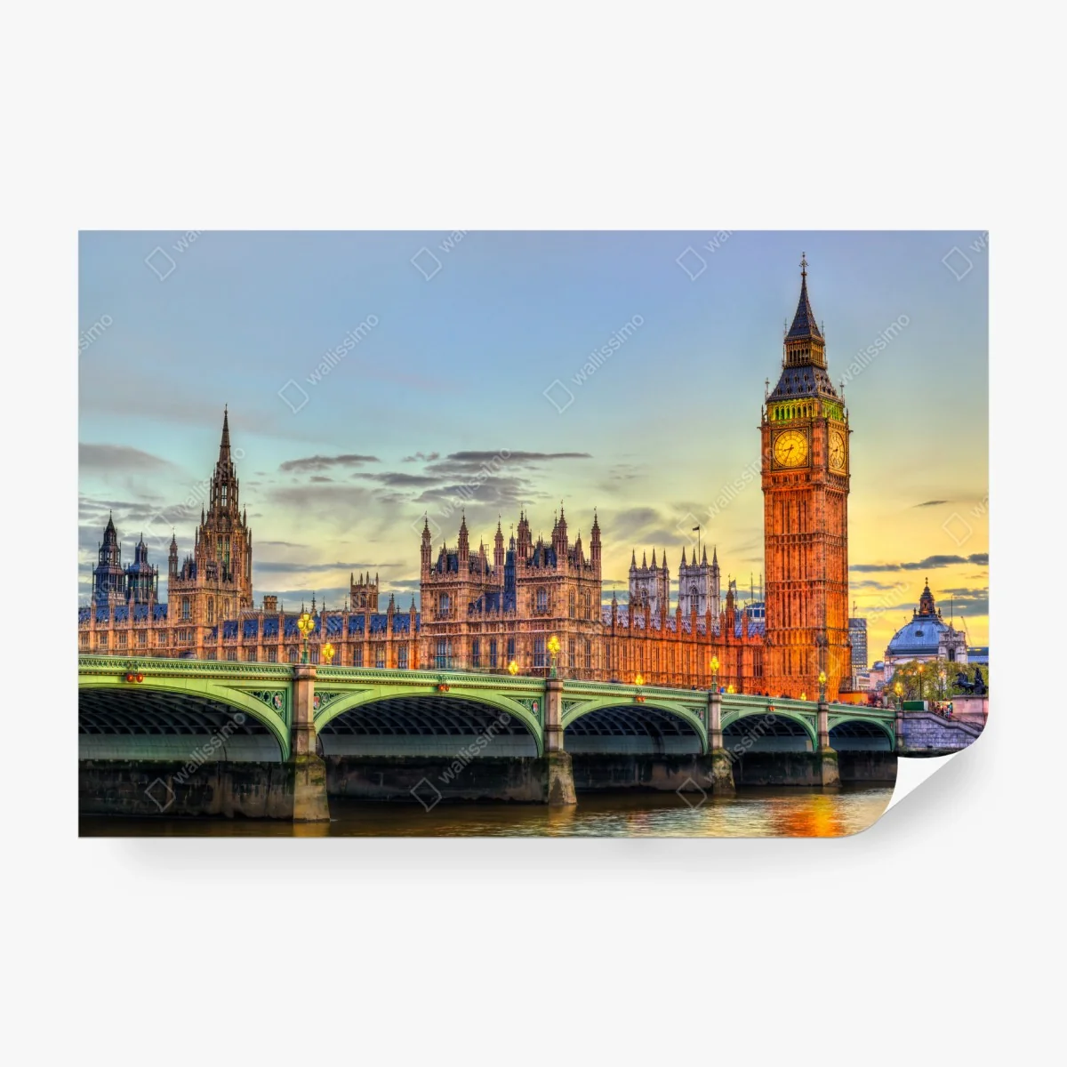 Carta da parati vista al tramonto del palazzo di Westminster e di Big Ben, Londra • Wallissimo® Carta da parati vista al tramonto del palazzo di Westminster e di Big Ben, Londra • Wallissimo®