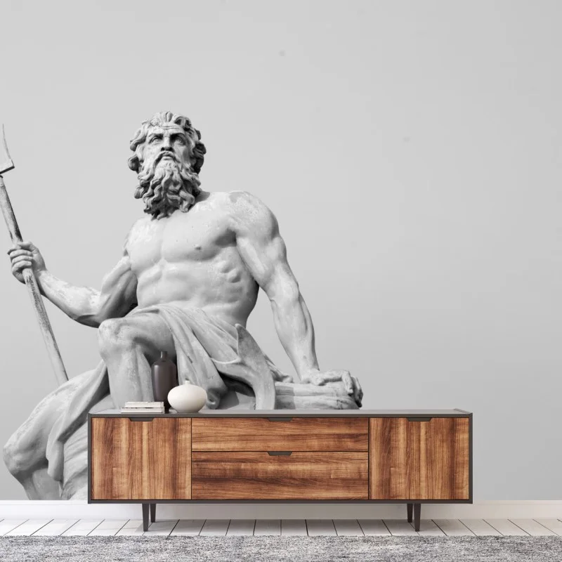 Carta da parati ritratto imponente di Nettuno in bianco e nero