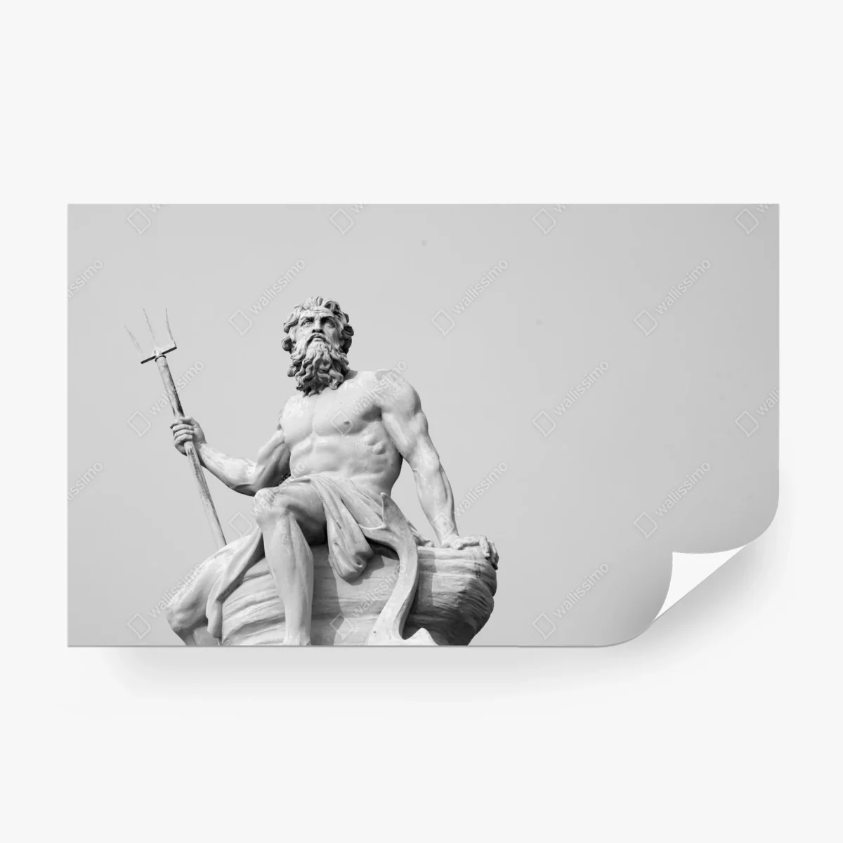 Carta da parati ritratto imponente di Nettuno in bianco e nero • Wallissimo® Carta da parati ritratto imponente di Nettuno in bianco e nero • Wallissimo®
