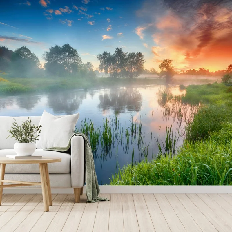 Carta da parati alba dorata sul fiume • Wallissimo®