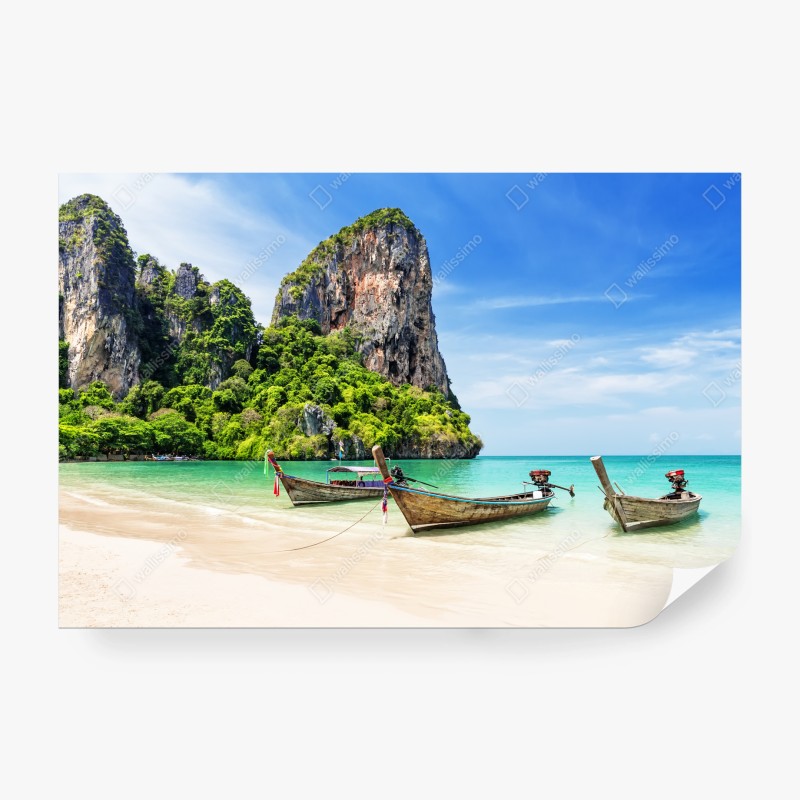 Carta da parati relax a Railay, Thailandia: barche tradizionali sulla spiaggia