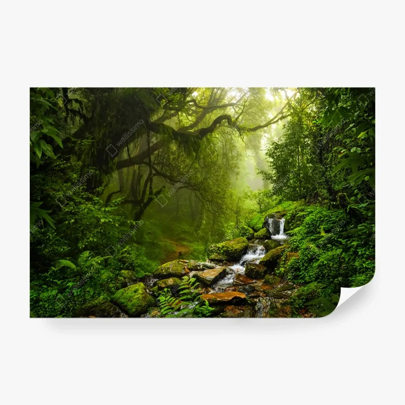 Carta da parati paesaggio verde: ruscello nella foresta incantata