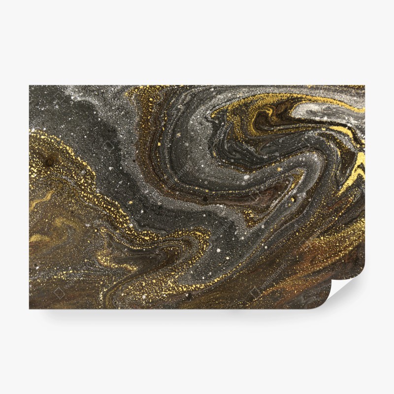 Carta da parati marmo liquido oro e nero