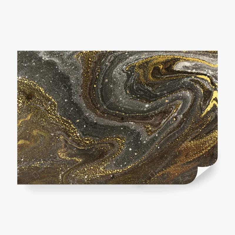 Carta da parati marmo liquido oro e nero