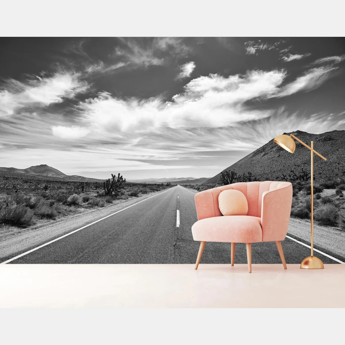 Carta da parati strada infinita nel deserto di Death Valley • Wallissimo® Carta da parati strada infinita nel deserto di Death Valley • Wallissimo®