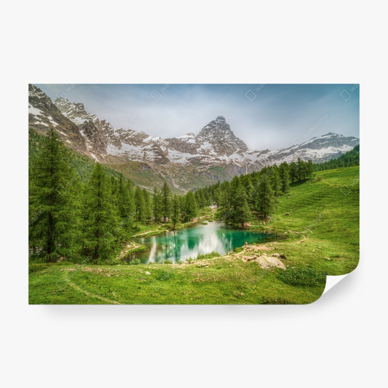 Carta da parati panorama del Lago Blu a Cervinia