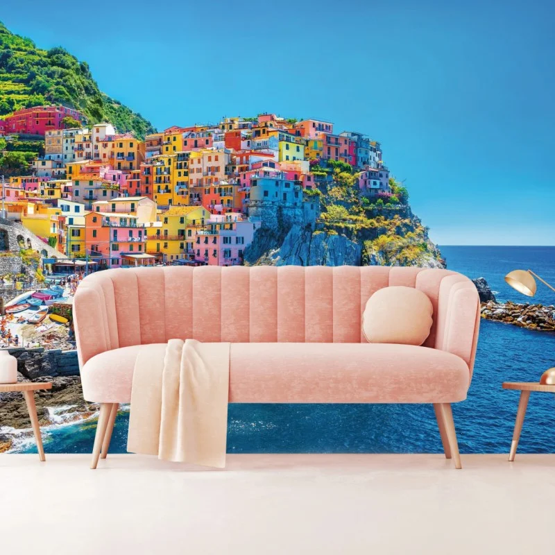 Carta da parati murale panoramico del villaggio colorato di Cinque Terre