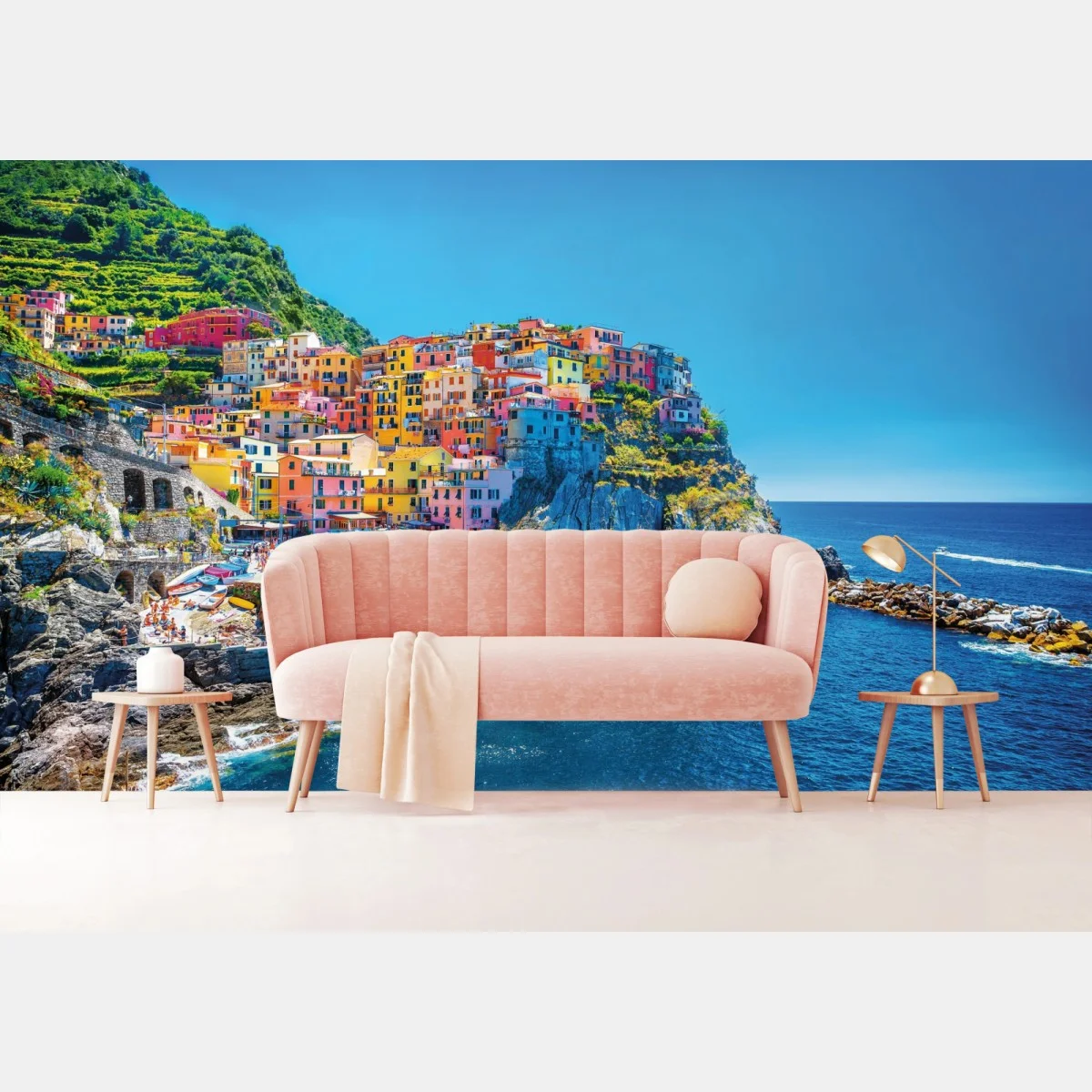 Carta da parati murale panoramico del villaggio colorato di Cinque Terre • Wallissimo® Carta da parati murale panoramico del villaggio colorato di Cinque Terre • Wallissimo®