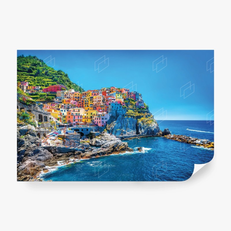 Carta da parati murale panoramico del villaggio colorato di Cinque Terre