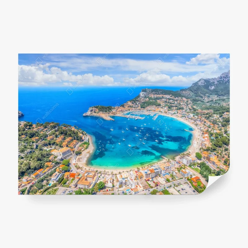 Carta da parati panorama aereo della baia di Port de Sóller, Maiorca