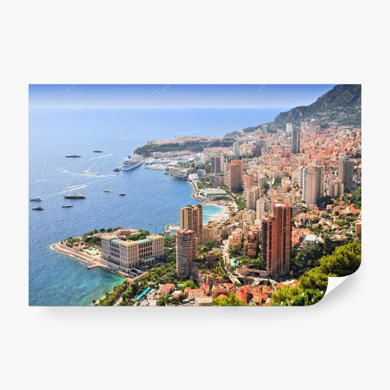 Carta da parati vista aerea di Monaco: skyline e porto mediterraneo