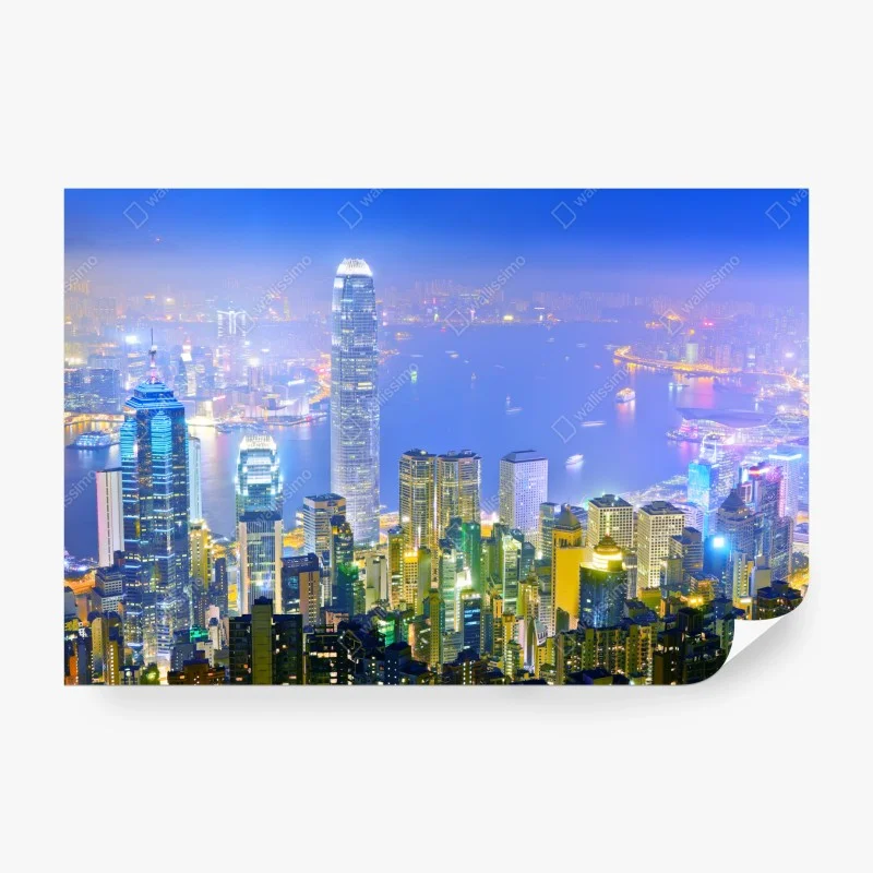 Carta da parati panorama notturno di Hong Kong
