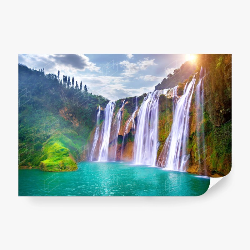 Carta da parati panorama della cascata Jiulong a Luoping
