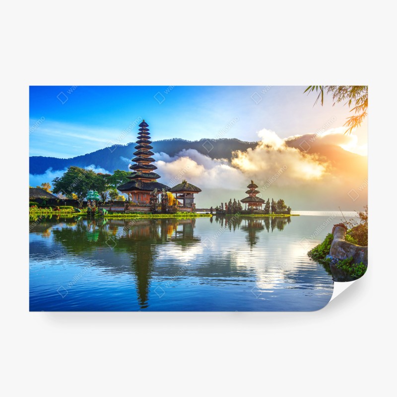 Carta da parati tramonto sul tempio Pura Ulun Danu Bratan