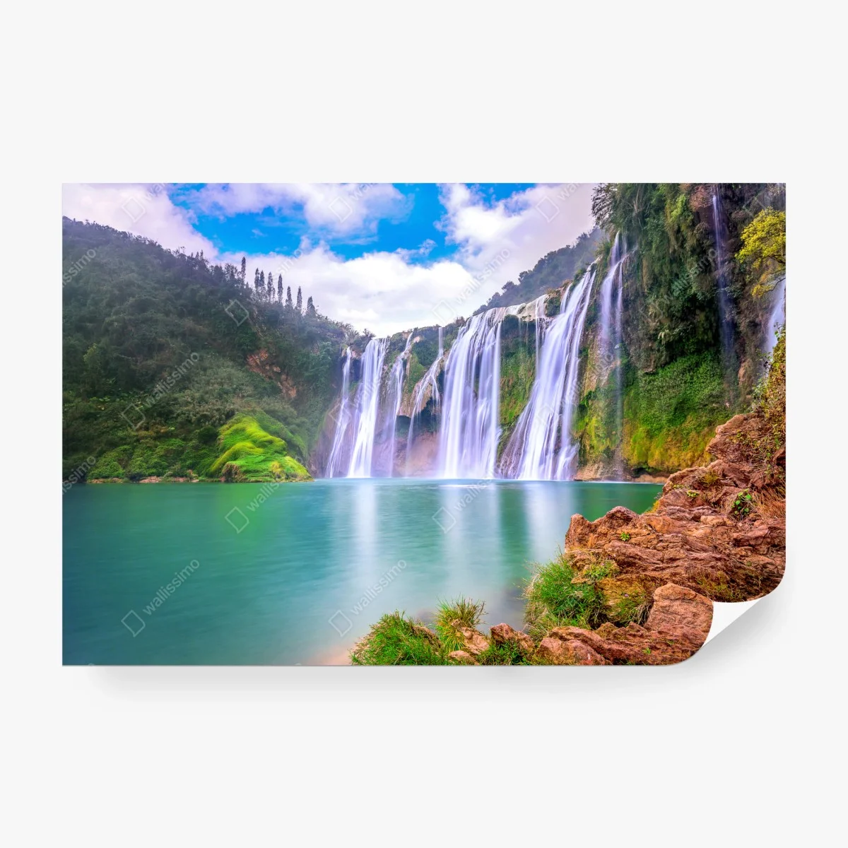 Carta da parati panorama di cascata di Jiulong a Luoping, Cina • Wallissimo®