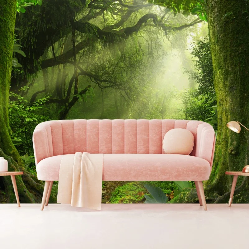 Carta da parati sentiero incantato nella foresta verde