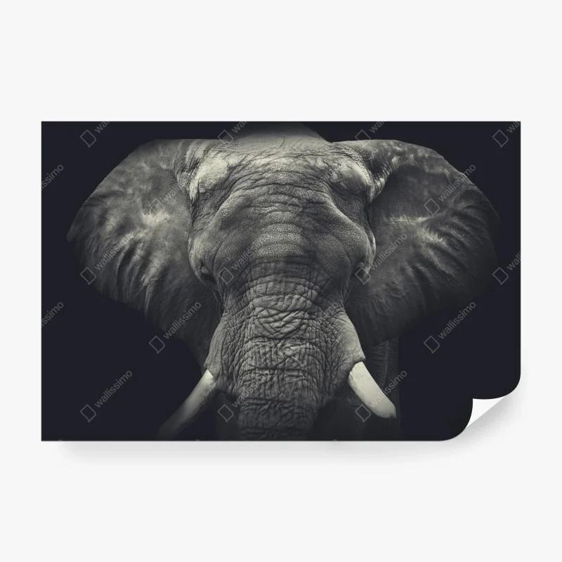 Carta da parati elefante maestoso ritratto monocromatico