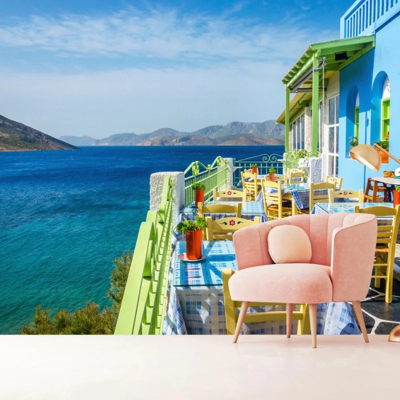 Carta da parati terrazza sul mare con vista mediterranea