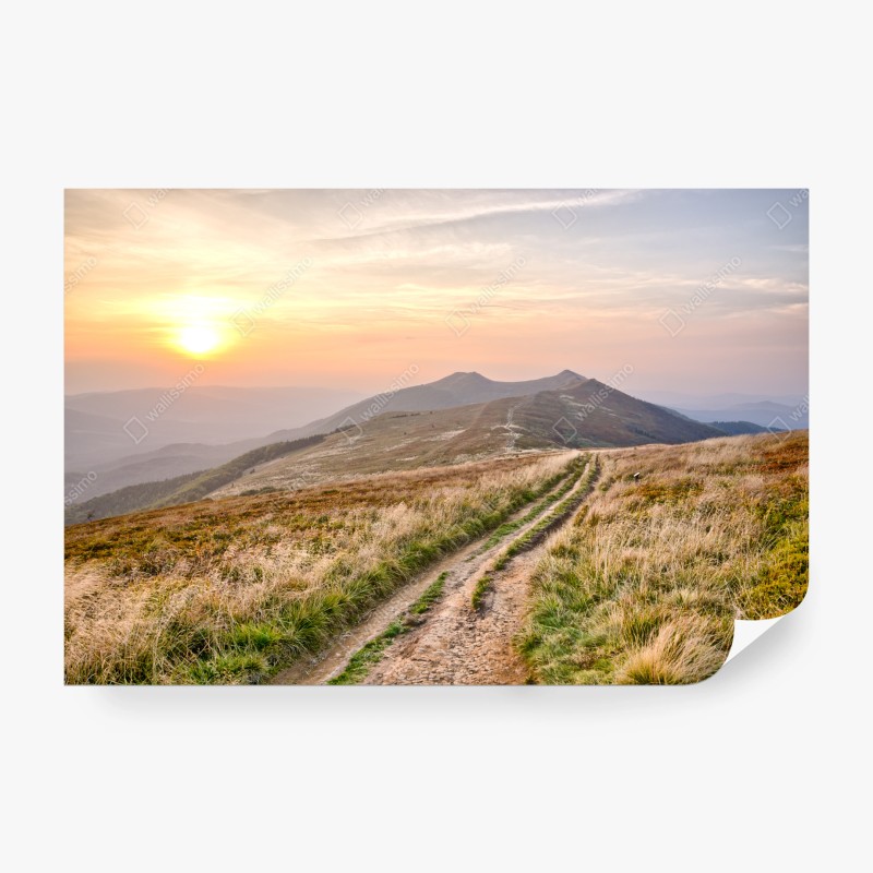 Carta da parati sentiero al tramonto tra le colline