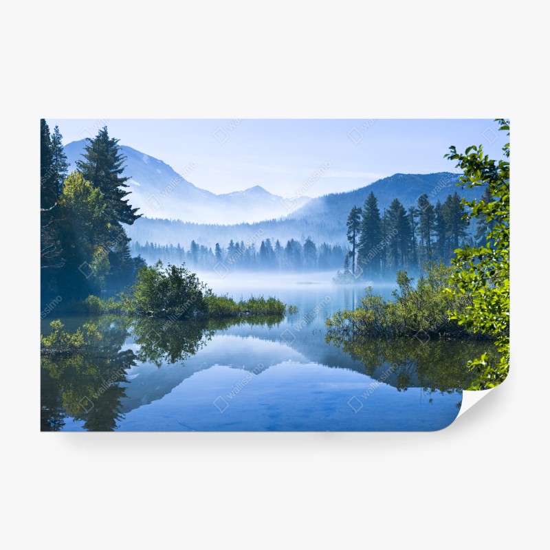 Carta da parati paesaggio di lago montano all'alba
