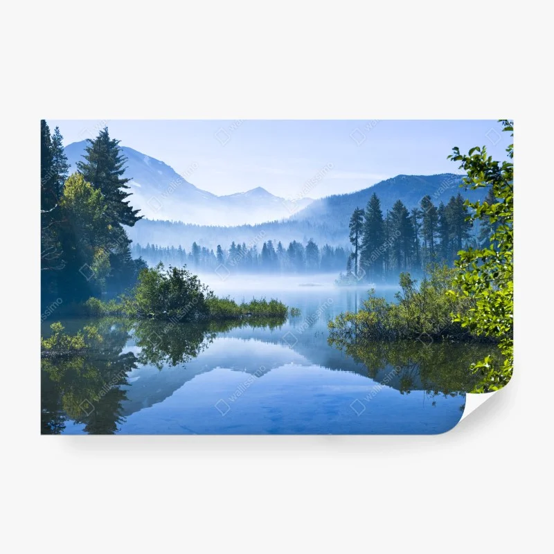 Carta da parati paesaggio di lago montano all'alba