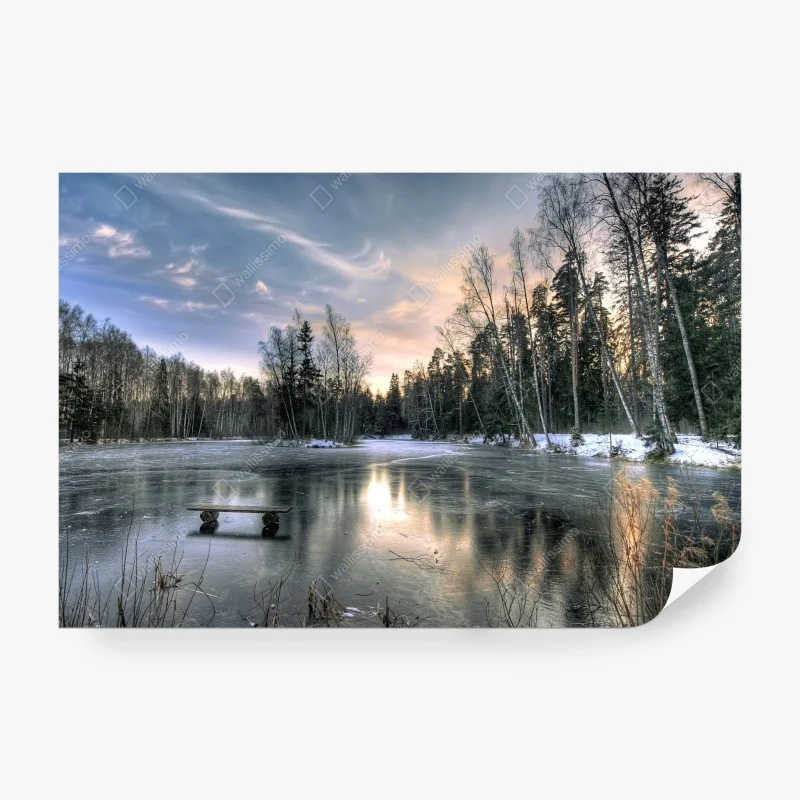 Carta da parati lago ghiacciato al tramonto