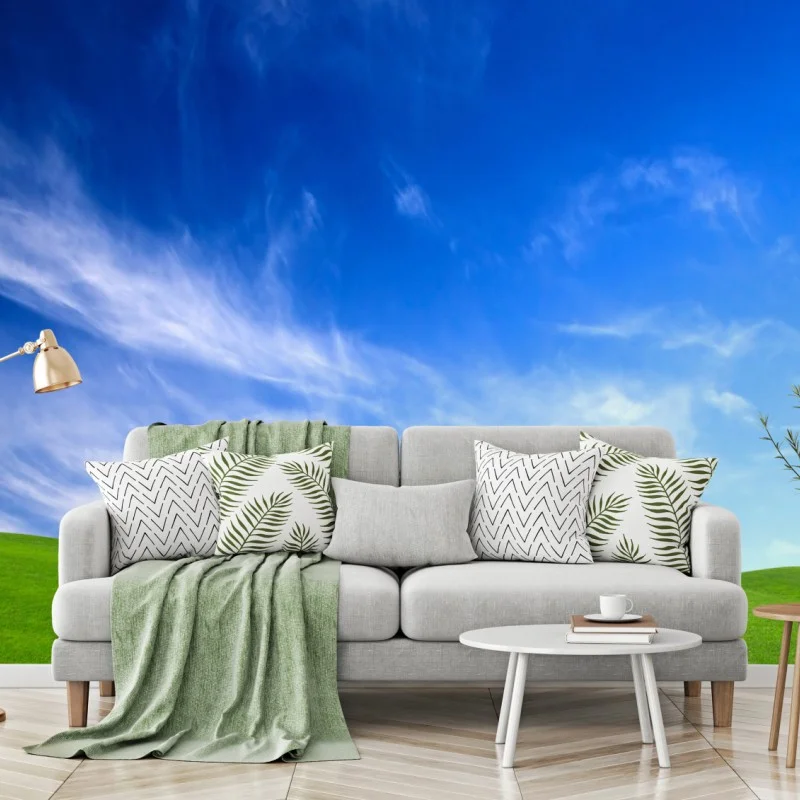 Carta da parati prato verde sotto un cielo azzurro