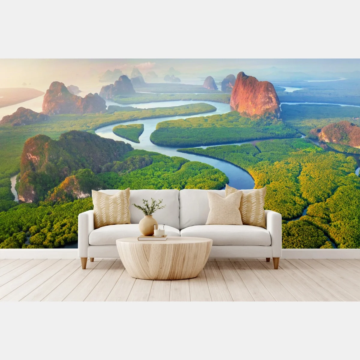 Carta da parati alba dorata sulla baia di Phang Nga, Thailandia • Wallissimo® Carta da parati alba dorata sulla baia di Phang Nga, Thailandia • Wallissimo®