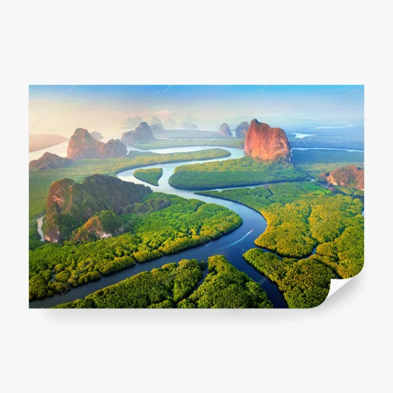 Carta da parati alba dorata sulla baia di Phang Nga, Thailandia