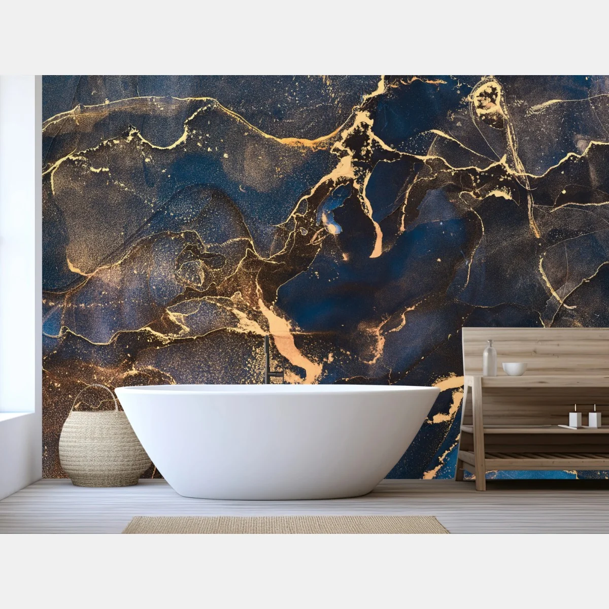 Carta da parati correnti dorate: paesaggio astratto in inchiostro • Wallissimo® Carta da parati correnti dorate: paesaggio astratto in inchiostro • Wallissimo®