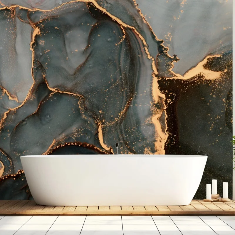 Carta da parati onde dorate astratte