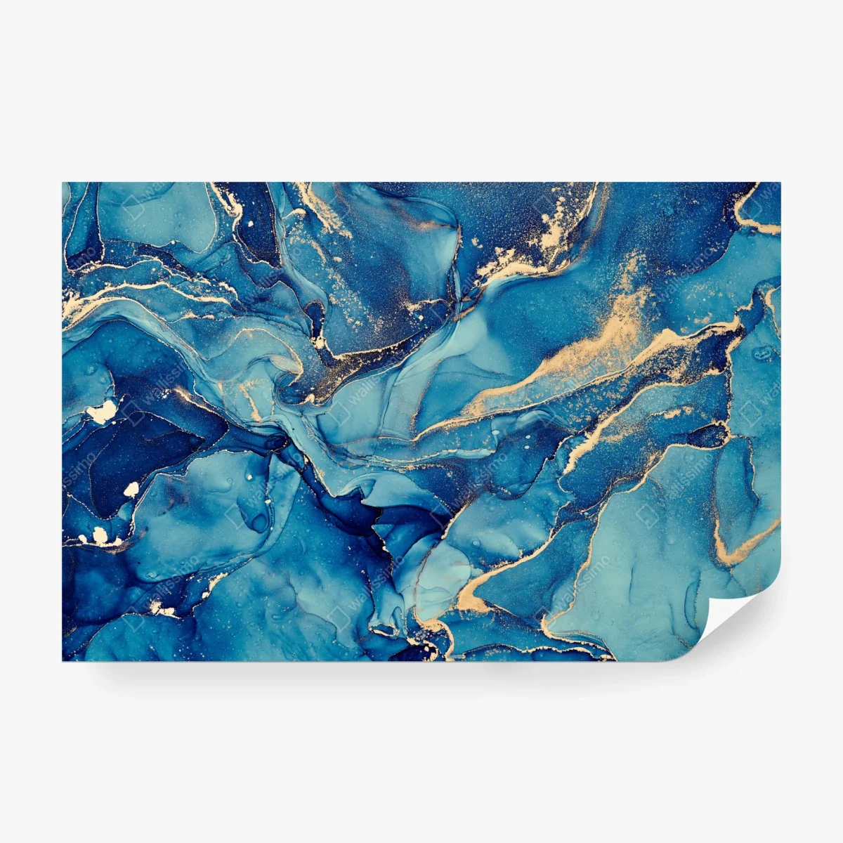 Carta da parati onde dorate su fondo blu • Wallissimo® Carta da parati onde dorate su fondo blu • Wallissimo®