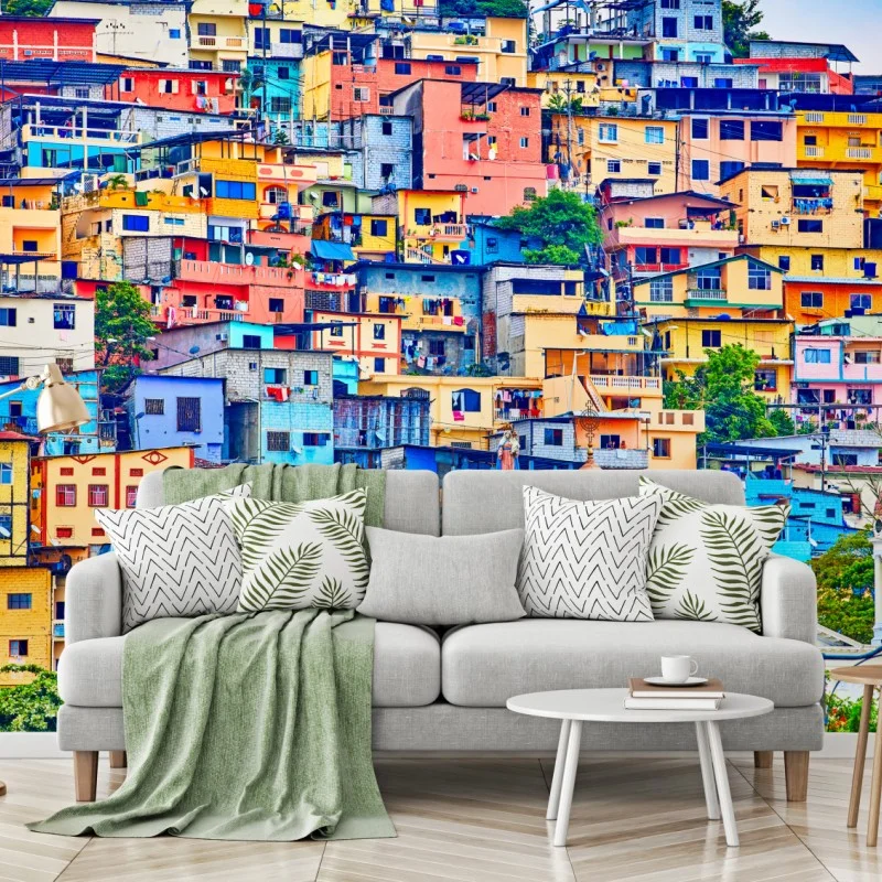 Carta da parati panorama colorato di Las Penas a Guayaquil