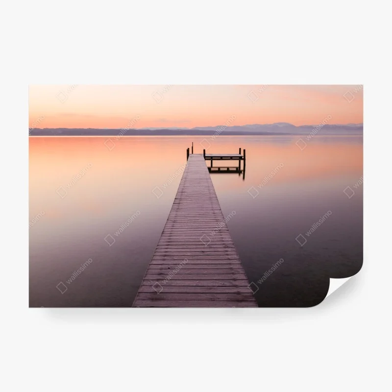 Carta da parati molo verso l'orizzonte al tramonto