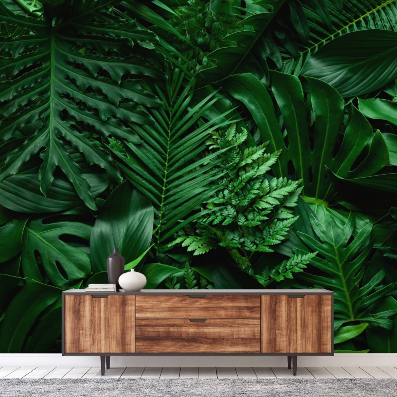 Carta da parati mosaico di foglie tropicali