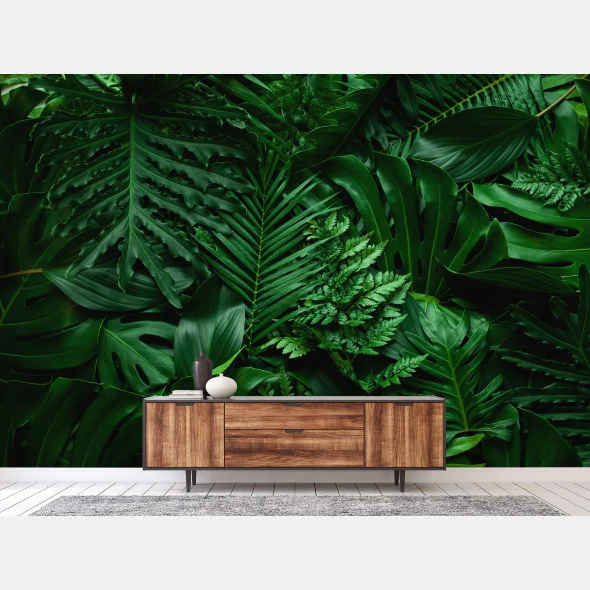 Carta da parati mosaico di foglie tropicali • Wallissimo® Carta da parati mosaico di foglie tropicali • Wallissimo®