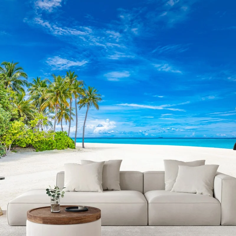 Carta da parati oasi di palme e mare turchese