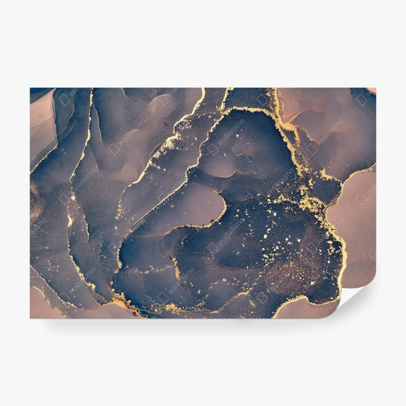 Carta da parati marmo liquido con venature dorate