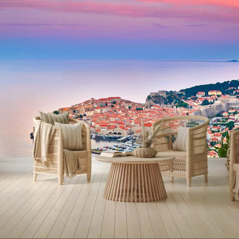 Carta da parati tramonto sulle mura di Dubrovnik
