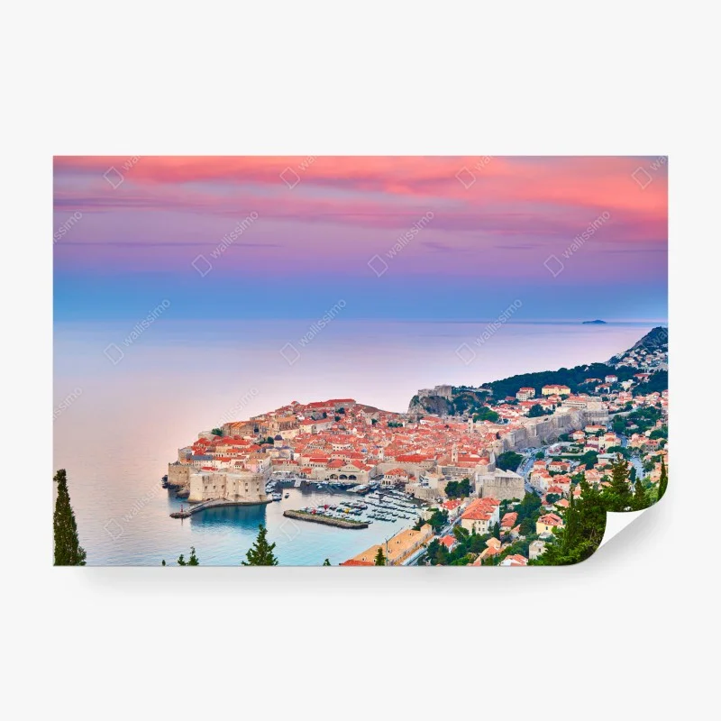 Carta da parati tramonto sulle mura di Dubrovnik