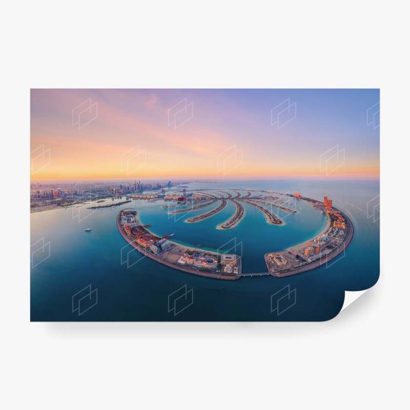 Carta da parati tramonto dorato su Palm Jumeirah, Dubai