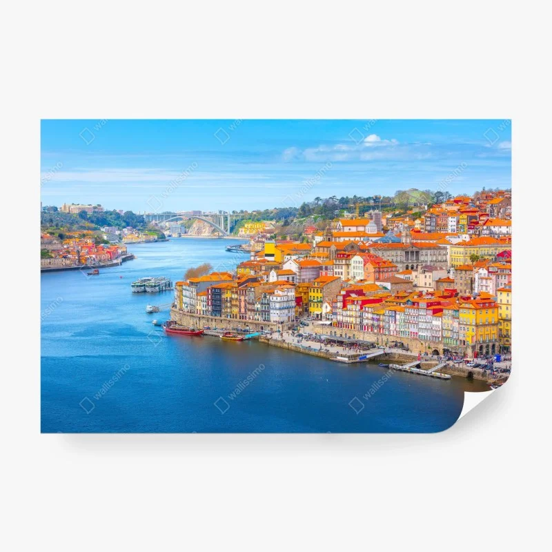 Carta da parati panorama colorato di Porto sul fiume • Wallissimo® Carta da parati panorama colorato di Porto sul fiume • Wallissimo®