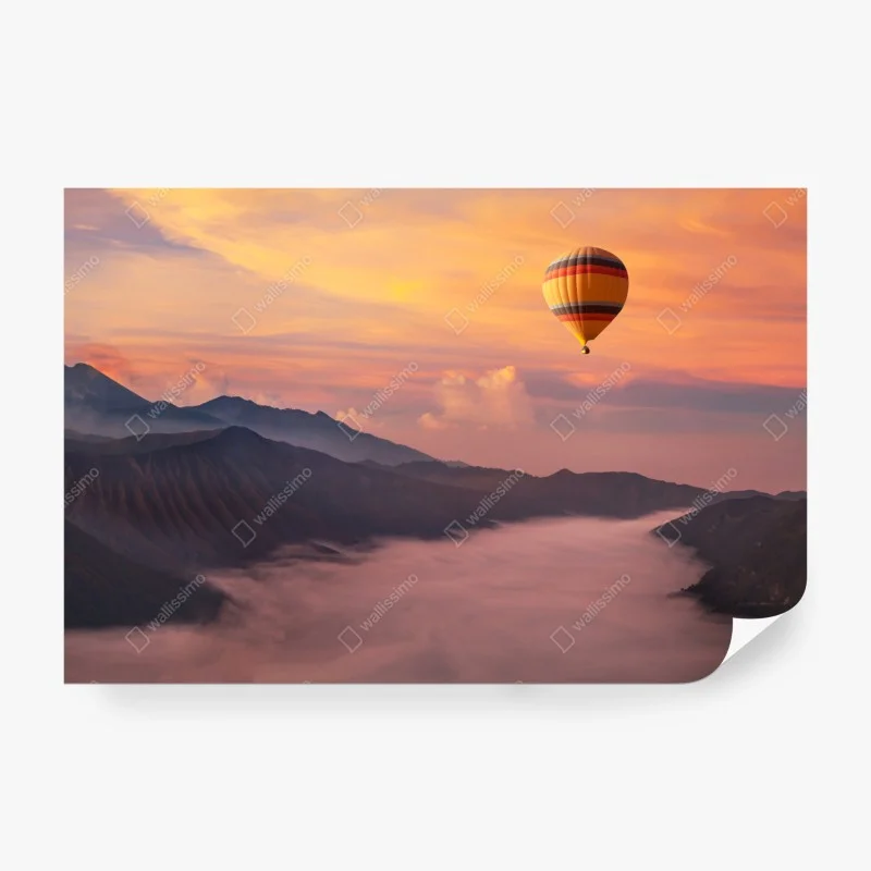 Carta da parati sospesi all'alba: mongolfiera sul mare di nubi