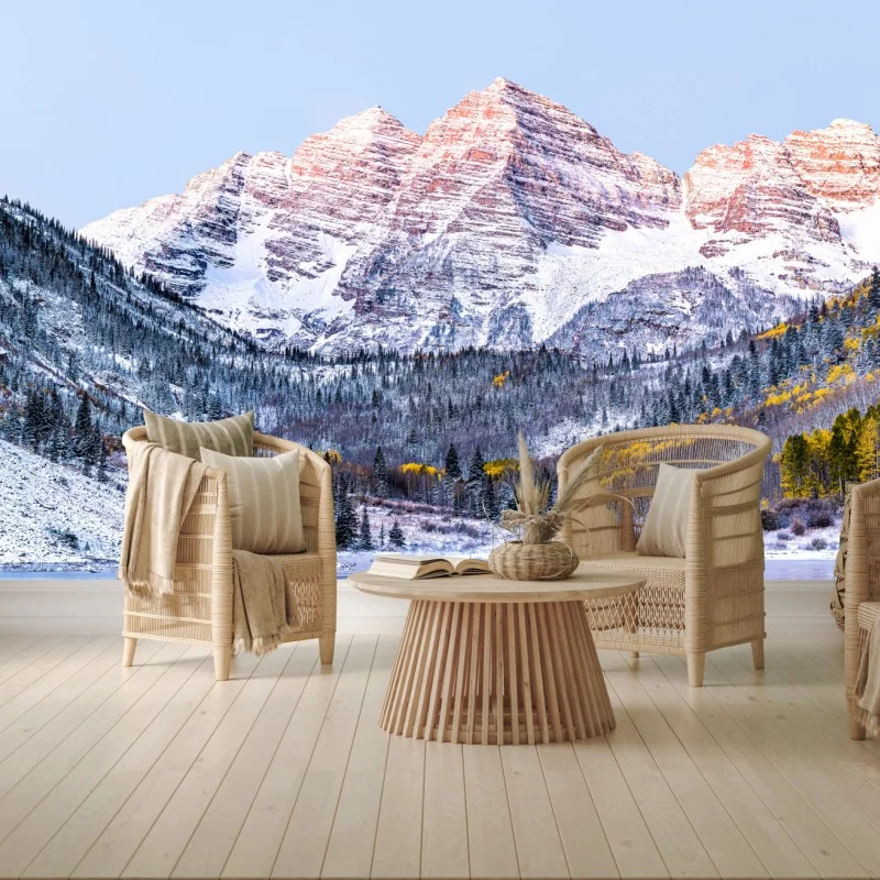 Carta da parati paesaggio montano al crepuscolo