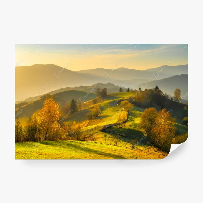 Carta da parati paesaggio autunnale sulle colline al tramonto