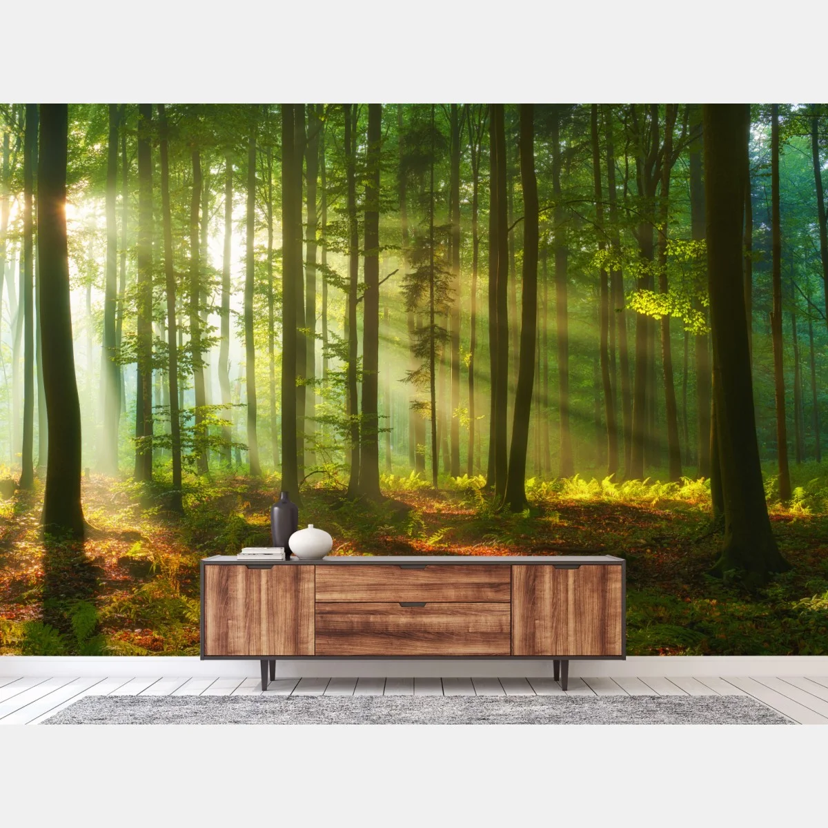 Carta da parati mattina luminosa nella foresta • Wallissimo® Carta da parati mattina luminosa nella foresta • Wallissimo®