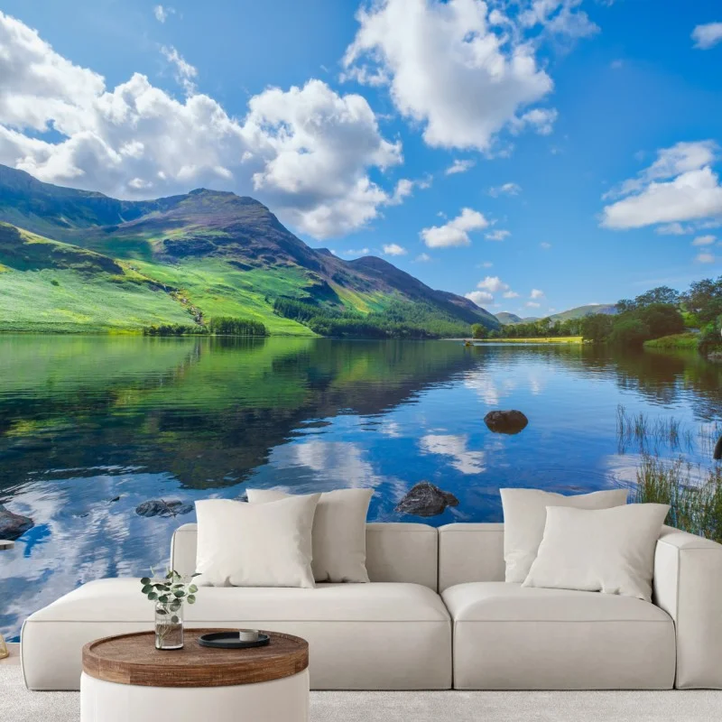 Carta da parati riflessi delle montagne sul lago, Lake District