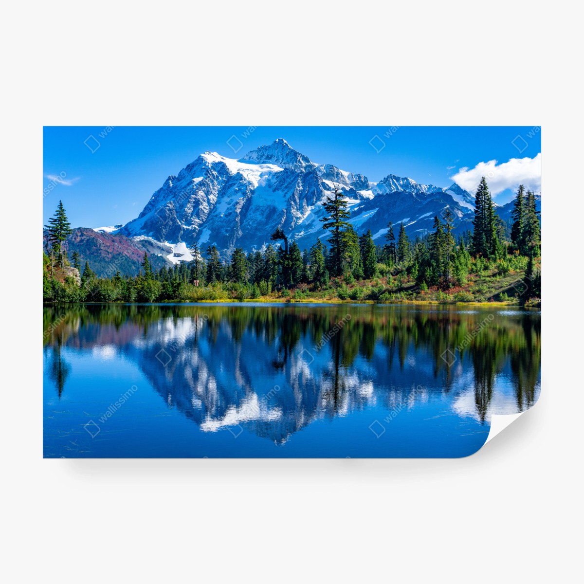 Carta da parati riflessi alpini sul lago • Wallissimo®